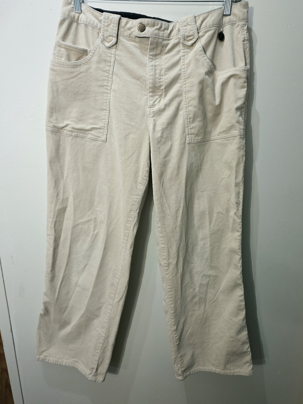 April Cornell Cream Tan Beige Corduroy Cotton Pants Size 14